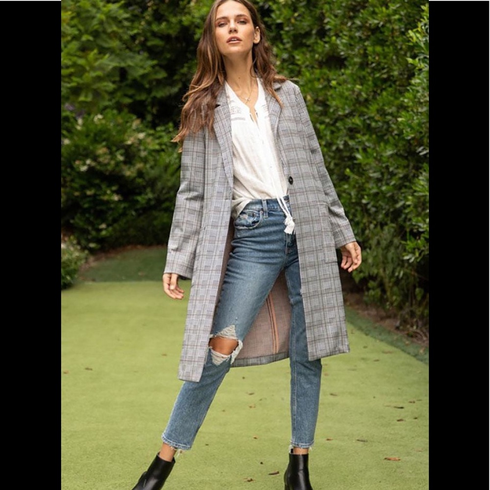 Hem & Thread Plaid Long Blazer Jacket - Picture 10 of 10